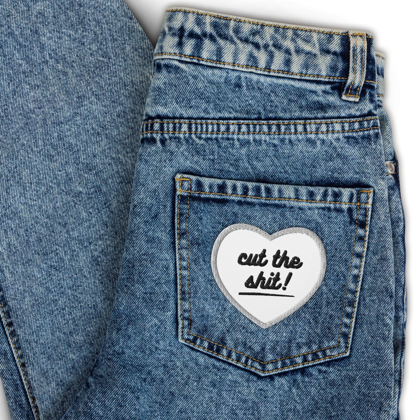 Cut it! Heart Shaped Embroidered patch